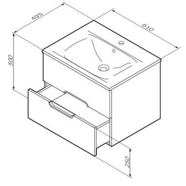 AM.PM Тумба с умывальником подвесная Spirit (M70-FUX0602-WC0602-38)